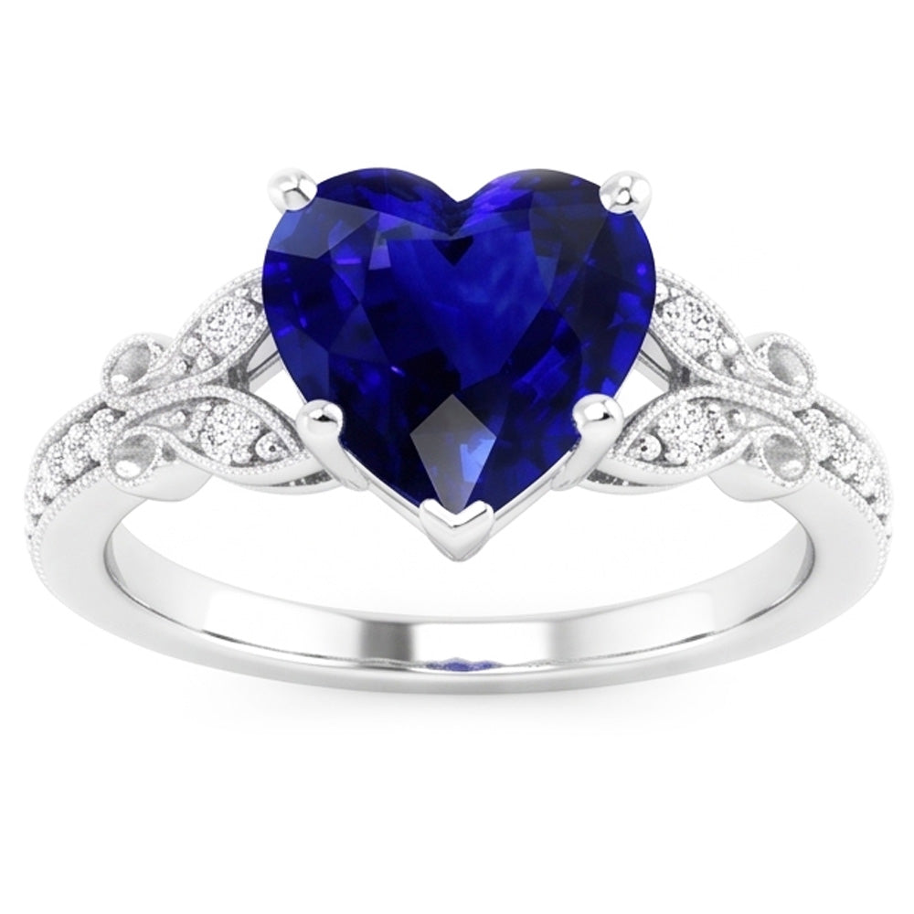 Natural Real ( Not Lab Grown )  Gemstone Ring Heart Cut Sri Lankan Sapphire Butterfly Style 3 Carats