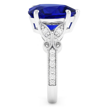 Natural Real ( Not Lab Grown )  Gemstone Ring Heart Cut Sri Lankan Sapphire Butterfly Style 3 Carats