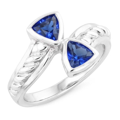 Natural Real ( Not Lab Grown )  Gemstone Ring Trillion Bezel Set Blue Sapphire 1 Carat Rope Style