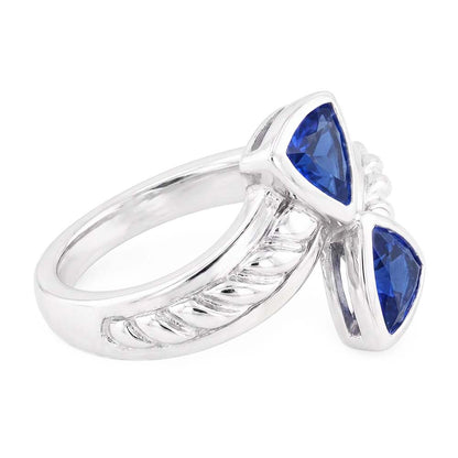 Natural Real ( Not Lab Grown )  Gemstone Ring Trillion Bezel Set Blue Sapphire 1 Carat Rope Style