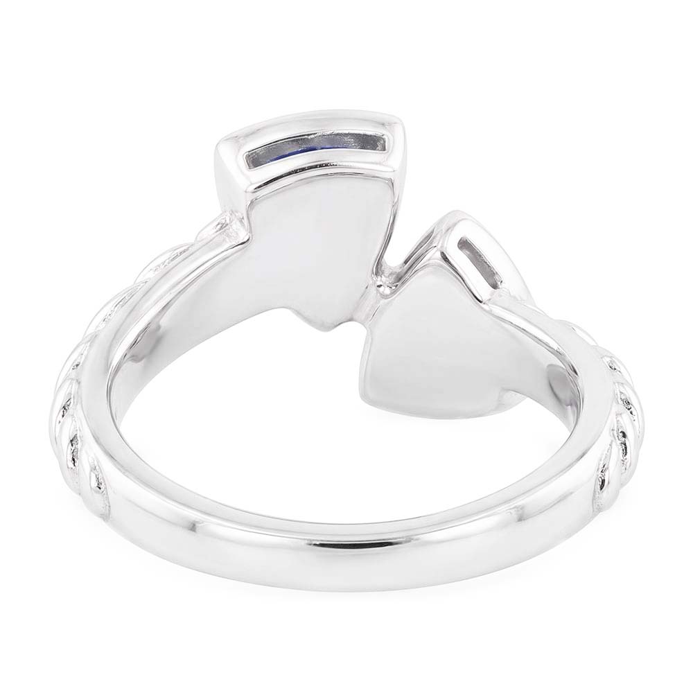 Natural Real ( Not Lab Grown )  Gemstone Ring Trillion Bezel Set Blue Sapphire 1 Carat Rope Style