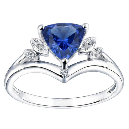 Natural Real ( Not Lab Grown )  Gemstone Sapphire Fancy Ring 2 Carats Trillion Cut 14K Gold Jewelry