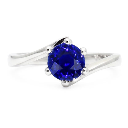 Natural Real ( Not Lab Grown )  Gemstone Solitaire Ring Ceylon Blue Sapphire 1 Carat Tension Style