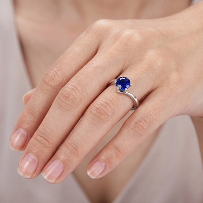 Natural Real ( Not Lab Grown )  Gemstone Solitaire Ring Ceylon Blue Sapphire 1 Carat Tension Style