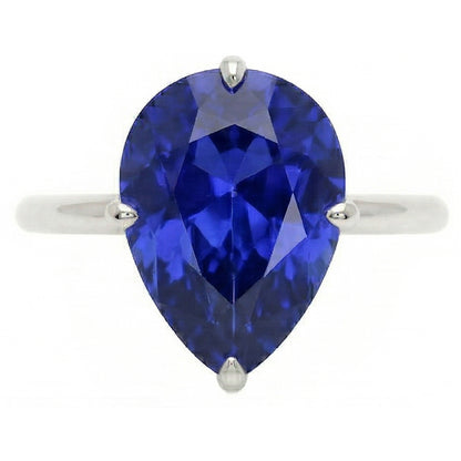 Natural Real ( Not Lab Grown )  Gemstone Solitaire Ring Pear Cut Srilanka Sapphire 2 Carats Gold 14K