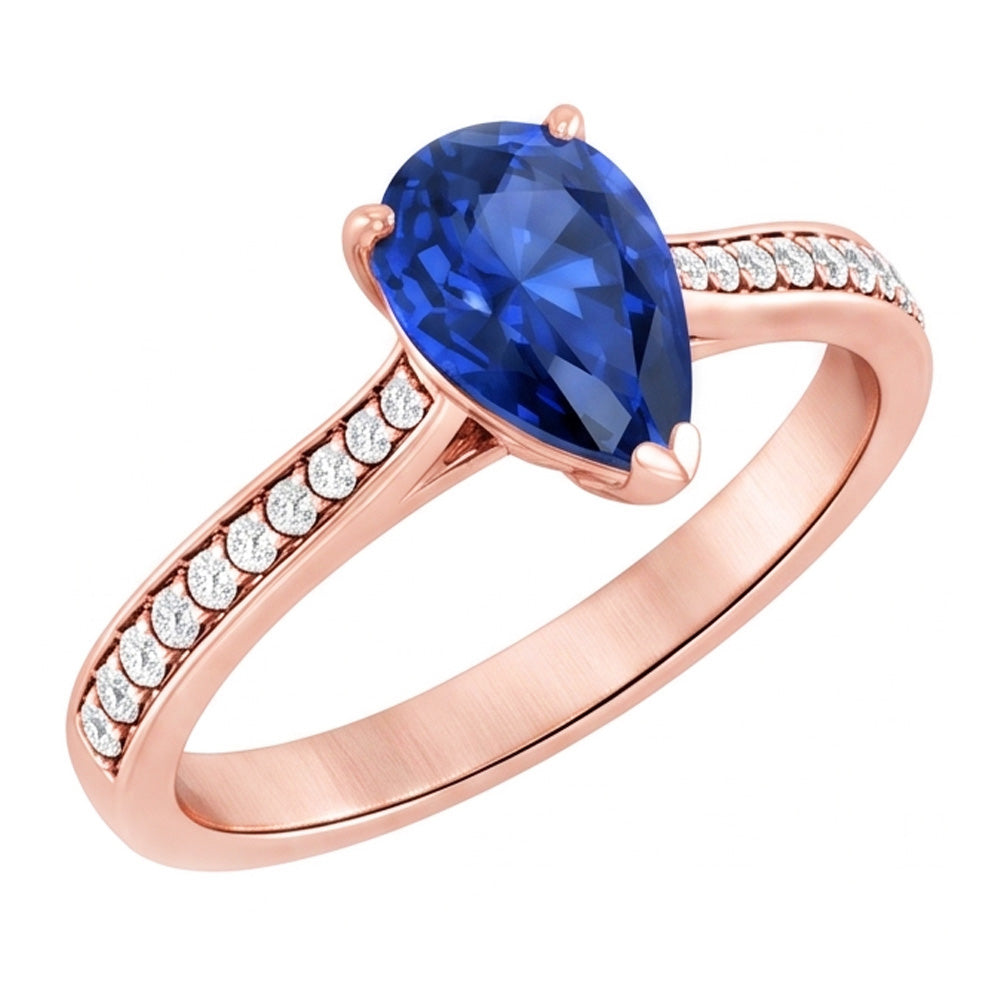 Natural Real ( Not Lab Grown )  Gemstone Wedding Ring Pear Shaped Ceylon Sapphire 3 Carats Jewelry