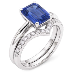 Natural Real ( Not Lab Grown )  Gemstone Wedding Ring Set Emerald Sapphire 3.50 Carats Ladies Jewelry