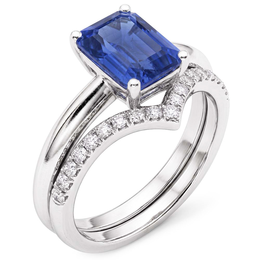 Natural Real ( Not Lab Grown )  Gemstone Wedding Ring Set Emerald Sapphire 3.50 Carats Ladies Jewelry