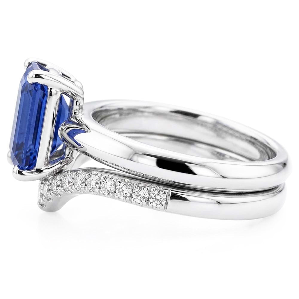Natural Real ( Not Lab Grown )  Gemstone Wedding Ring Set Emerald Sapphire 3.50 Carats Ladies Jewelry