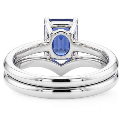 Natural Real ( Not Lab Grown )  Gemstone Wedding Ring Set Emerald Sapphire 3.50 Carats Ladies Jewelry