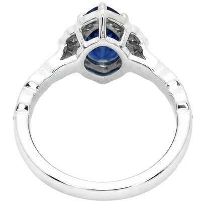 Natural Real ( Not Lab Grown )  Gold 14K Vintage Sapphire Engagement Ring