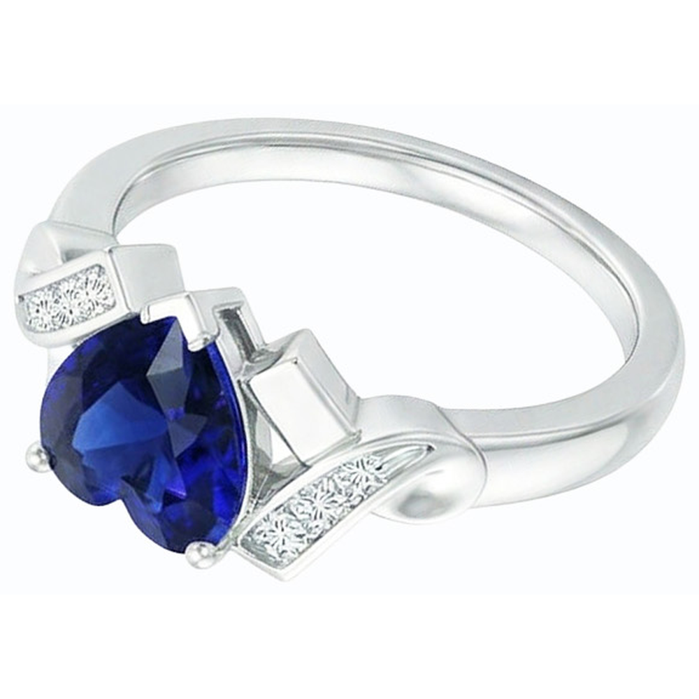 Natural Real ( Not Lab Grown )  Gold Gemstone Heart Cut Ceylon Sapphire Ring Ribbon Style 2 Carats