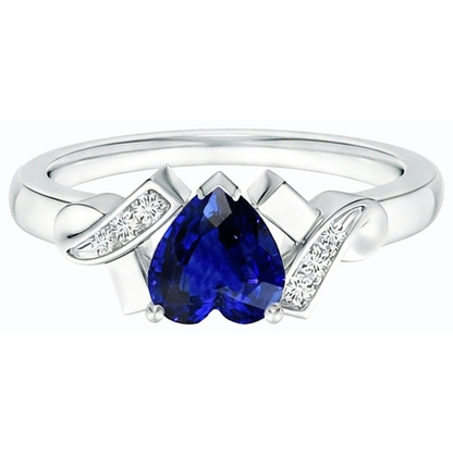 Natural Real ( Not Lab Grown )  Gold Gemstone Heart Cut Ceylon Sapphire Ring Ribbon Style 2 Carats