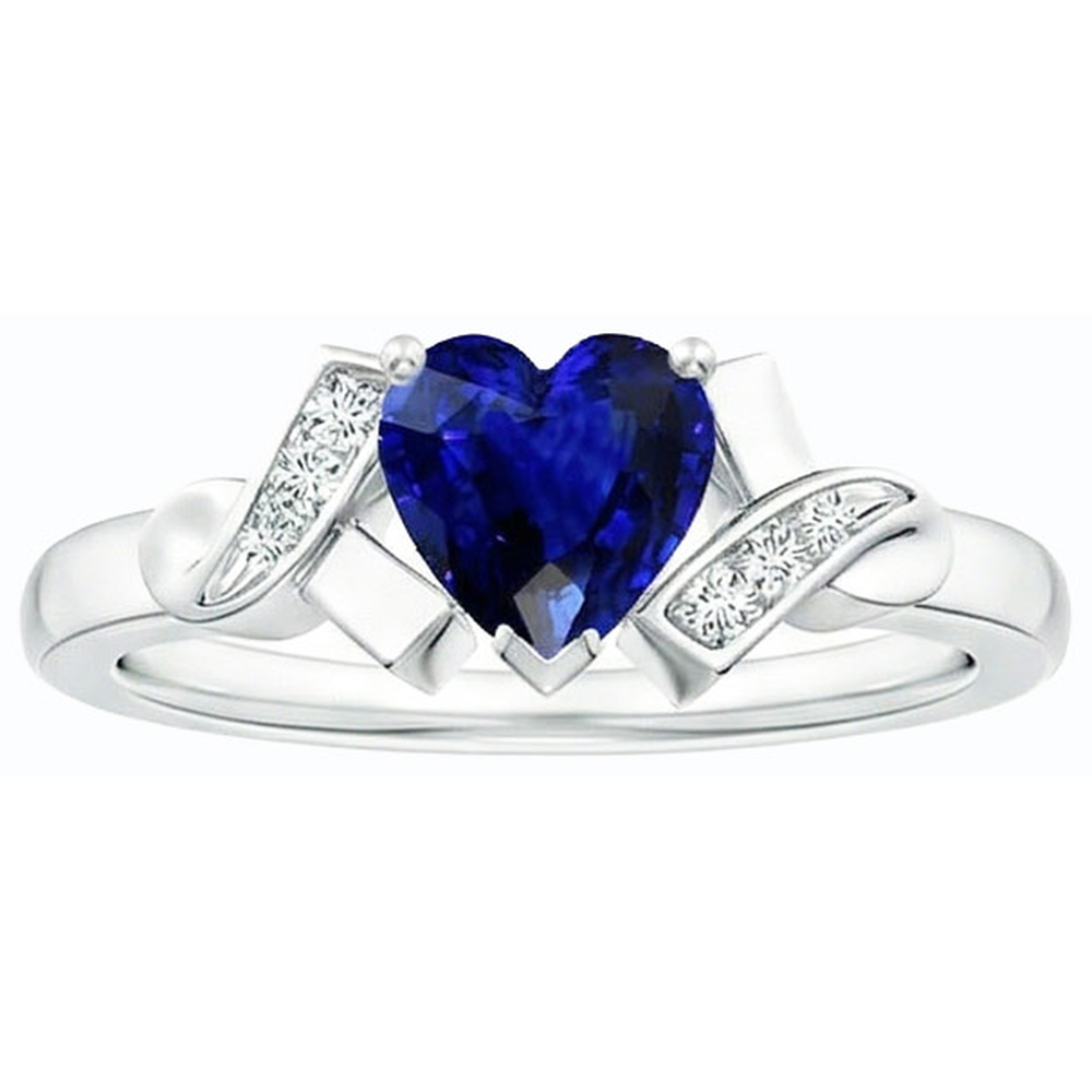 Natural Real ( Not Lab Grown )  Gold Gemstone Heart Cut Ceylon Sapphire Ring Ribbon Style 2 Carats