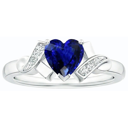 Natural Real ( Not Lab Grown )  Gold Gemstone Heart Cut Ceylon Sapphire Ring Ribbon Style 2 Carats