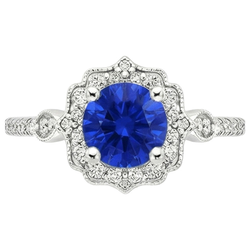 Natural Real ( Not Lab Grown )  Gold Gemstone Ring Halo Sri Lankan Sapphire Vintage Style 3 Carats