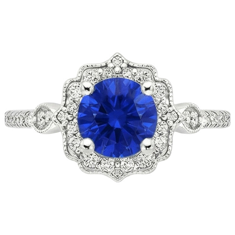 Natural Real ( Not Lab Grown )  Gold Gemstone Ring Halo Sri Lankan Sapphire Vintage Style 3 Carats