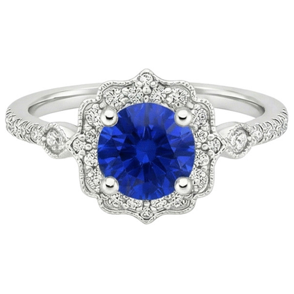 Natural Real ( Not Lab Grown )  Gold Gemstone Ring Halo Sri Lankan Sapphire Vintage Style 3 Carats