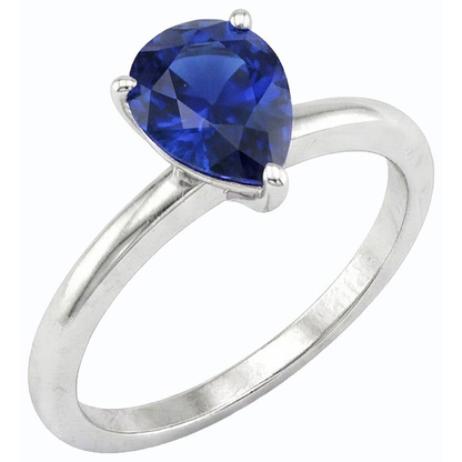 Natural Real ( Not Lab Grown )  Gold Gemstone Solitaire Ring Pear Cut Ceylon Sapphire 1.50 Carats