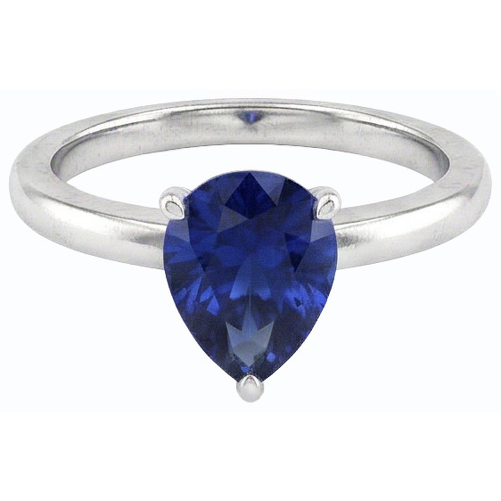Natural Real ( Not Lab Grown )  Gold Gemstone Solitaire Ring Pear Cut Ceylon Sapphire 1.50 Carats