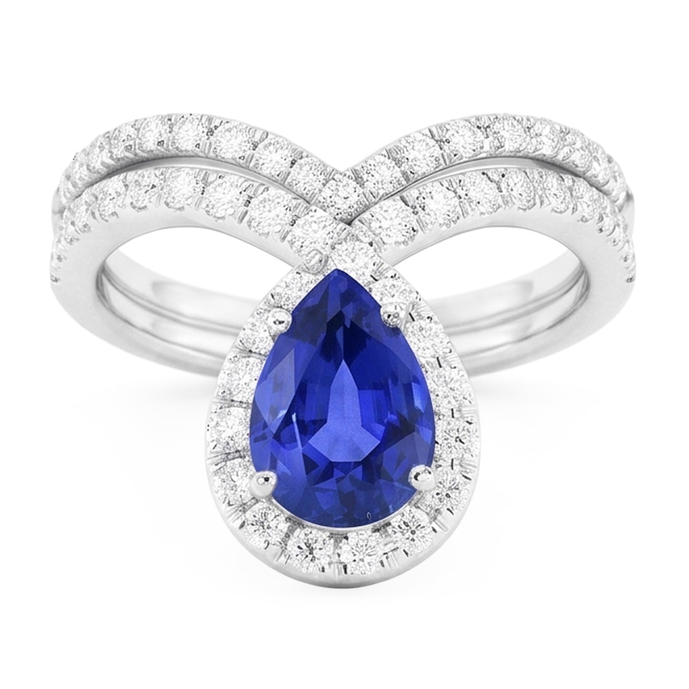 Natural Real ( Not Lab Grown )  Gold Sapphire Wedding Set 3.50 Ct Diamond Ring Enhancer