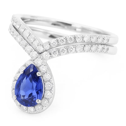 Natural Real ( Not Lab Grown )  Gold Sapphire Wedding Set 3.50 Ct Diamond Ring Enhancer
