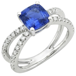 Natural Sapphire Ring 2.75ct - White Gold 14K