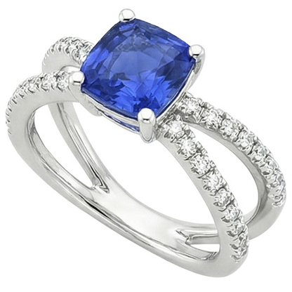 natural round sapphire 2.75ct ring top view