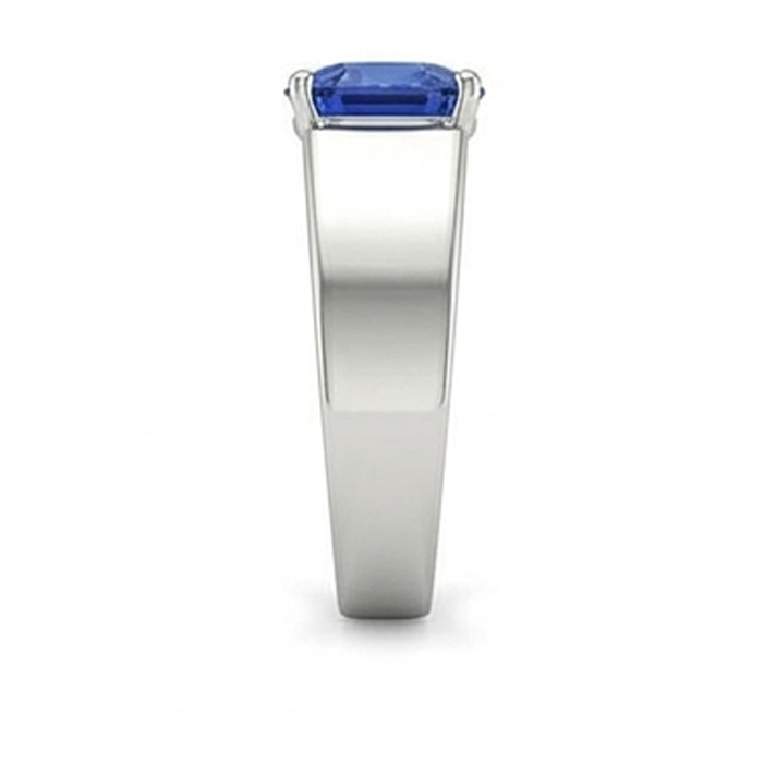 Natural Real ( Not Lab Grown )  Gold Solitaire Cushion Ceylon Sapphire Gents Ring 1.50 Ct Jewelry