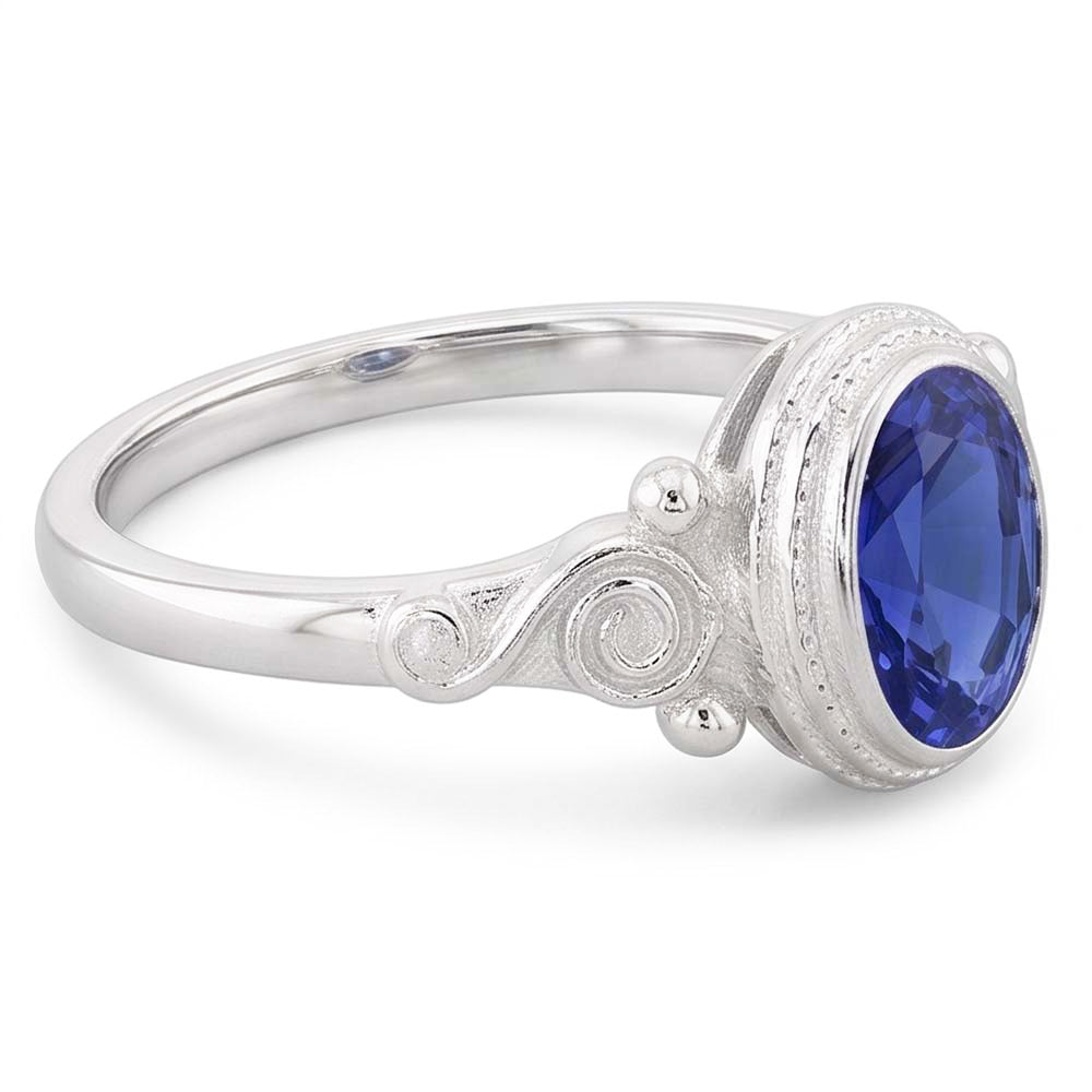 Natural Real ( Not Lab Grown )  Gold Solitaire Oval Blue Sapphire Ring Antique Style 2 Carats
