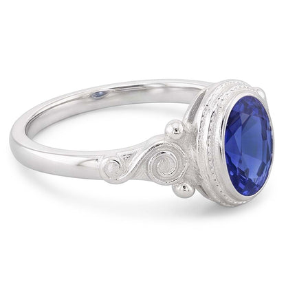 Natural Real ( Not Lab Grown )  Gold Solitaire Oval Blue Sapphire Ring Antique Style 2 Carats