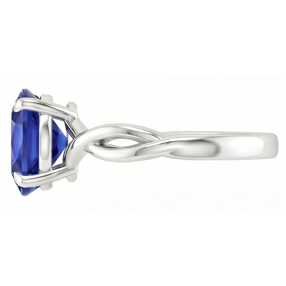 Natural Real ( Not Lab Grown )  Gold Solitaire Oval Ceylon Sapphire Ring 2.50 Carats Infinity Style