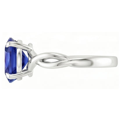 Natural Real ( Not Lab Grown )  Gold Solitaire Oval Ceylon Sapphire Ring 2.50 Carats Infinity Style