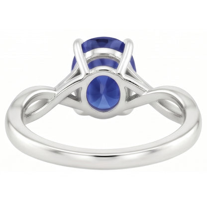 Natural Real ( Not Lab Grown )  Gold Solitaire Oval Ceylon Sapphire Ring 2.50 Carats Infinity Style