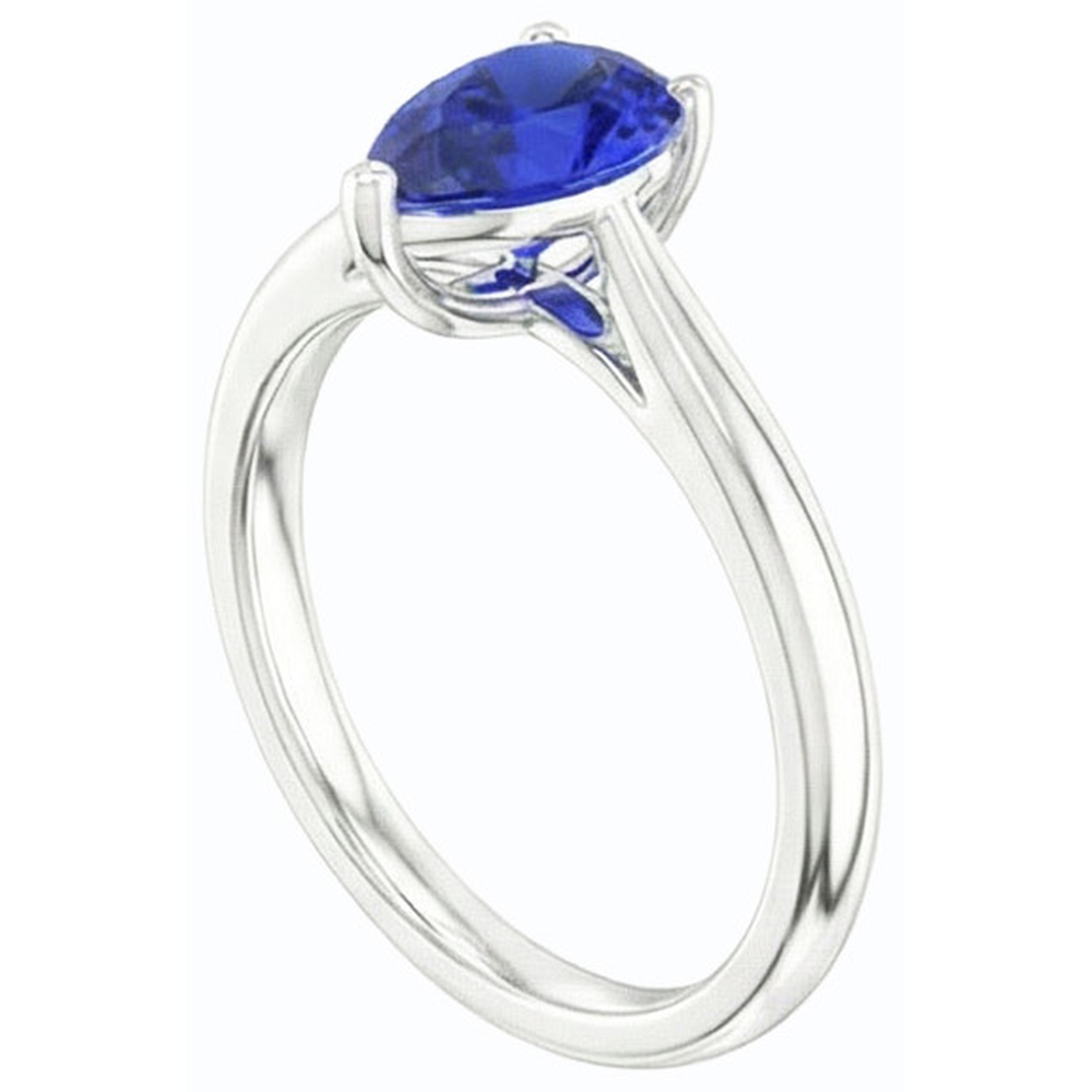 natural pear sapphire 1.50ct ring profile view