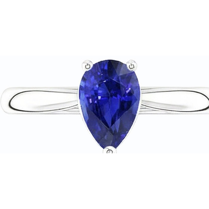 natural pear sapphire 1.50ct ring side angle