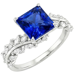 Natural Sapphire Ring 4ct - White Gold 14K