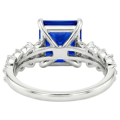 natural round sapphire 4ct ring on white background