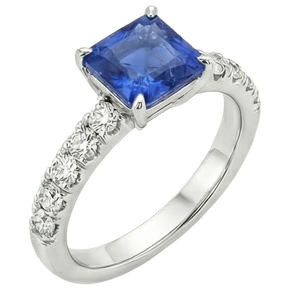 natural round sapphire 2.75ct ring front view