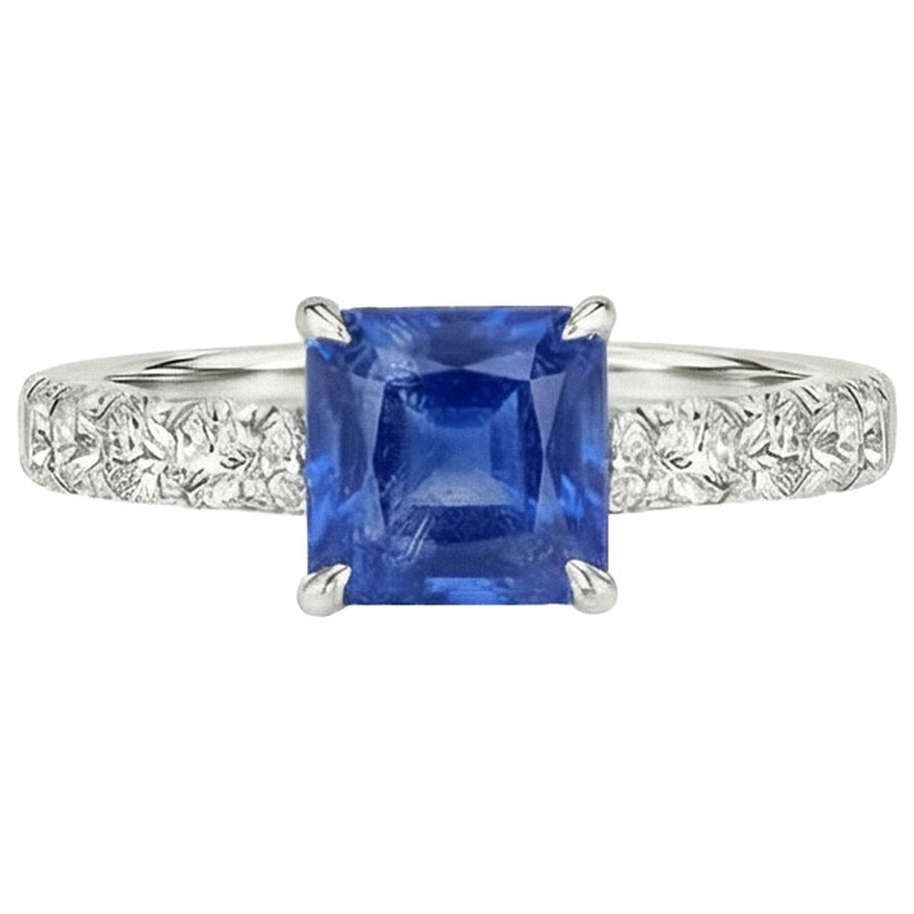 natural round sapphire 2.75ct ring side angle