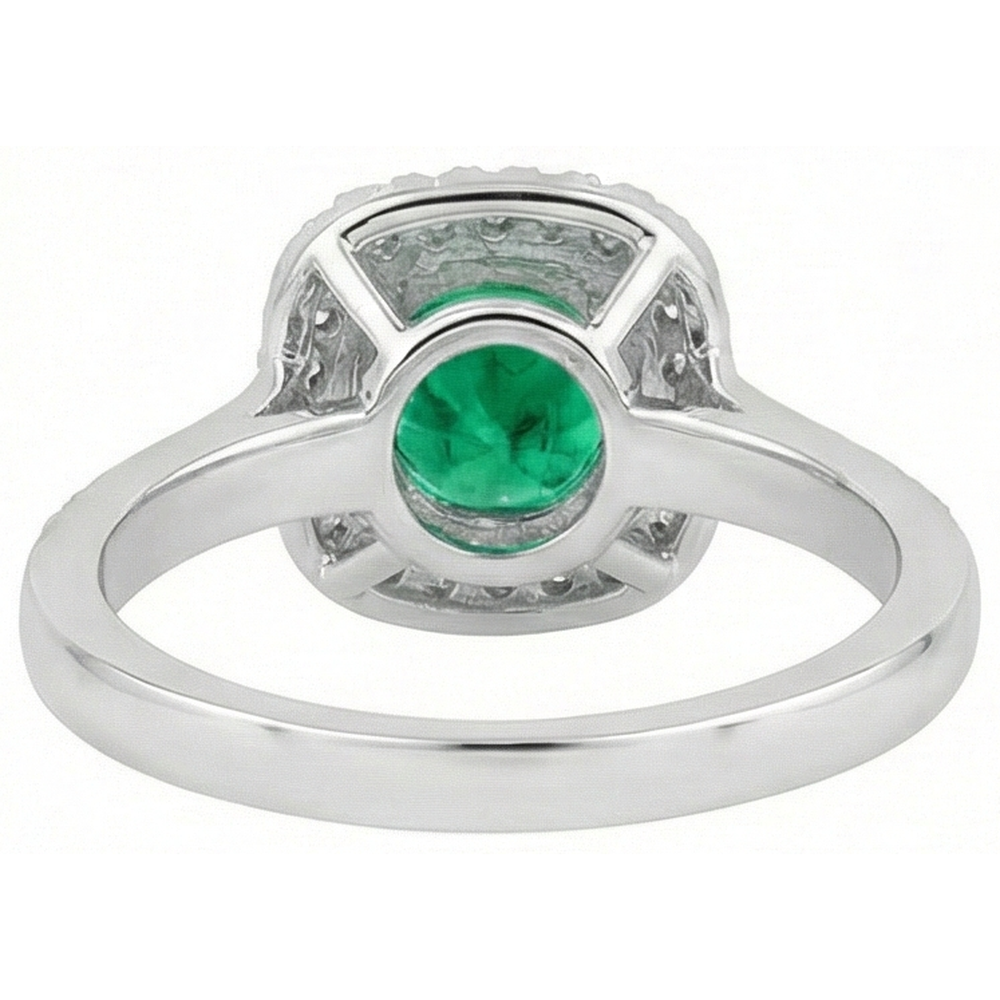 Natural Real ( Not Lab Grown ) Green Emerald GIA Halo Ring Pave Set Diamonds Wedding Jewelry