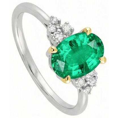 natural round emerald 3.50ct ring top view