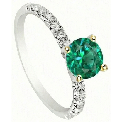 Natural Real ( Not Lab Grown ) Green Emerald GIA Wedding Ring