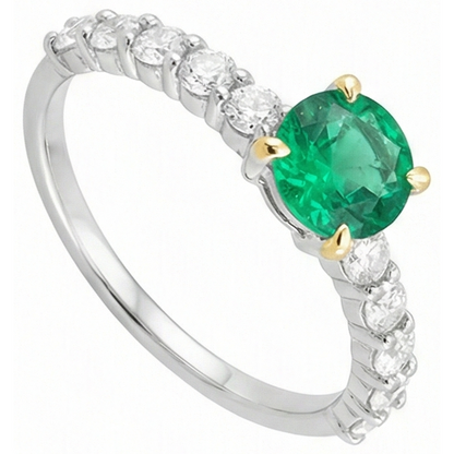 Natural Real ( Not Lab Grown ) Green Emerald GIA Womens Jewelry Round Diamond Ring