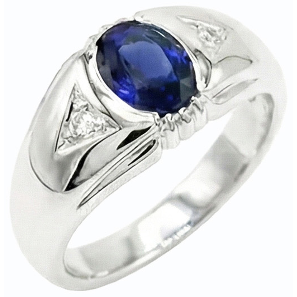 Natural Real ( Not Lab Grown )  Gypsy Anniversary Ring Oval Ceylon Sapphire Vintage Style 1.25 Carats
