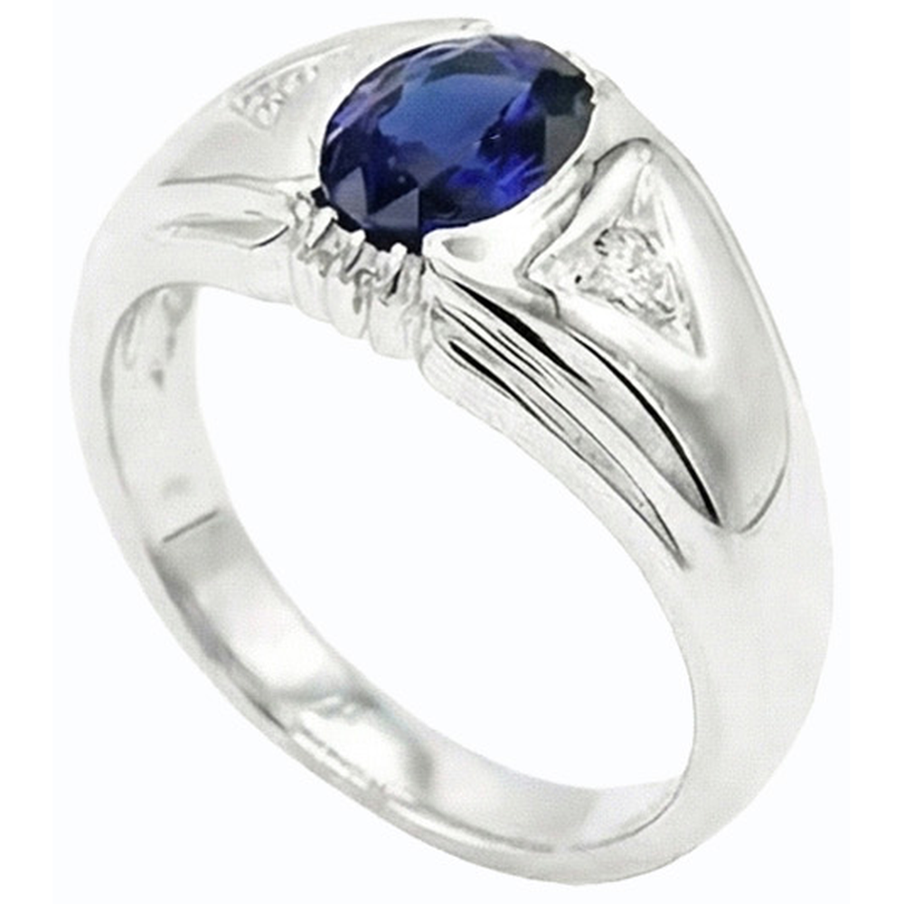 Natural Real ( Not Lab Grown )  Gypsy Anniversary Ring Oval Ceylon Sapphire Vintage Style 1.25 Carats