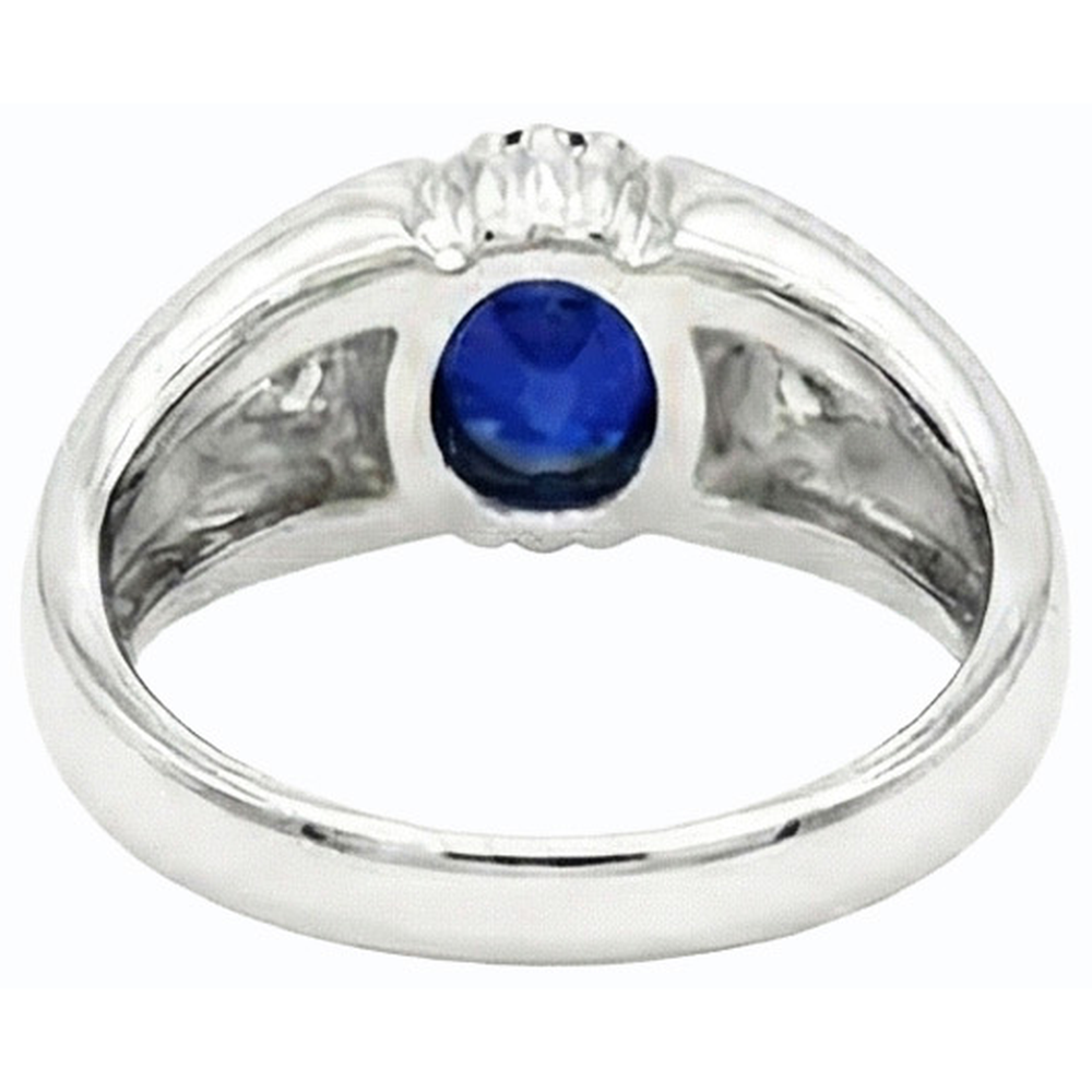 Natural Real ( Not Lab Grown )  Gypsy Anniversary Ring Oval Ceylon Sapphire Vintage Style 1.25 Carats