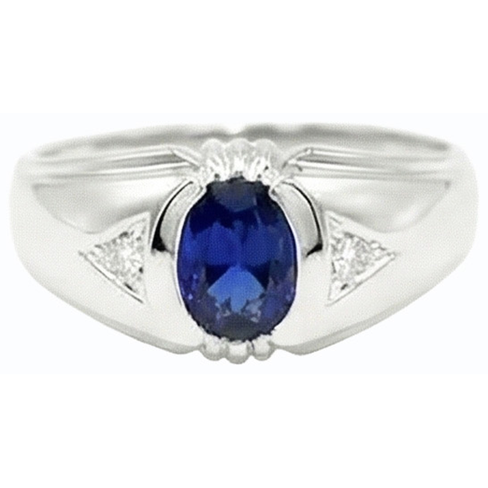 Natural Real ( Not Lab Grown )  Gypsy Anniversary Ring Oval Ceylon Sapphire Vintage Style 1.25 Carats