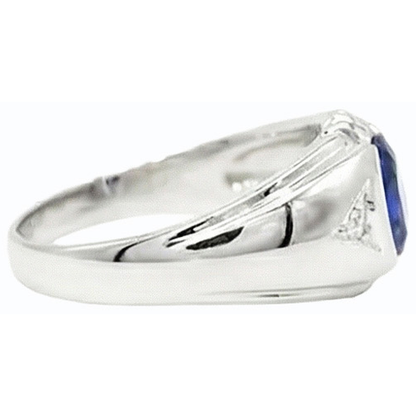 Natural Real ( Not Lab Grown )  Gypsy Anniversary Ring Oval Ceylon Sapphire Vintage Style 1.25 Carats