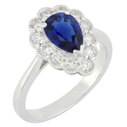 Natural Real ( Not Lab Grown )  Halo Anniversary Ring Antique Style Blue Sapphire Gemstone 3.50 Carats